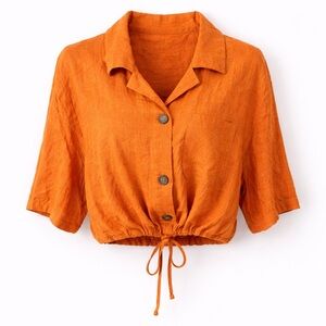 And Now This Orange Button-Up Women's Top Size Large